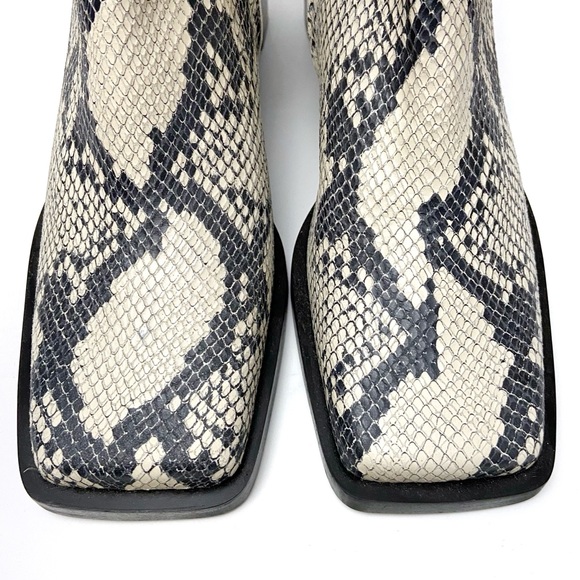 Zara Snakeskin Print Leather Square Toe Boots - Picture 5 of 10